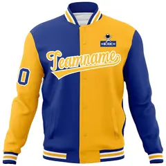 Royal Gold Two Tone Raglan Sleeves Varsity Letterman Jacket 5