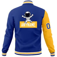 Royal Gold Two Tone Raglan Sleeves Varsity Letterman Jacket 6