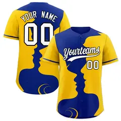 Royal Gold Valentine's Day Couple Silhouettes Baseball Jersey 1