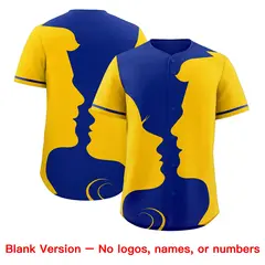 Royal Gold Valentine's Day Couple Silhouettes Baseball Jersey 2