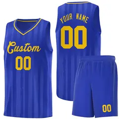 Royal Gold Vertical Stripe Basketball Team Jersey