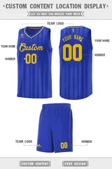 Royal Gold Vertical Stripe Basketball Team Jersey 2