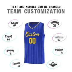 Royal Gold Vertical Stripe Basketball Team Jersey 3