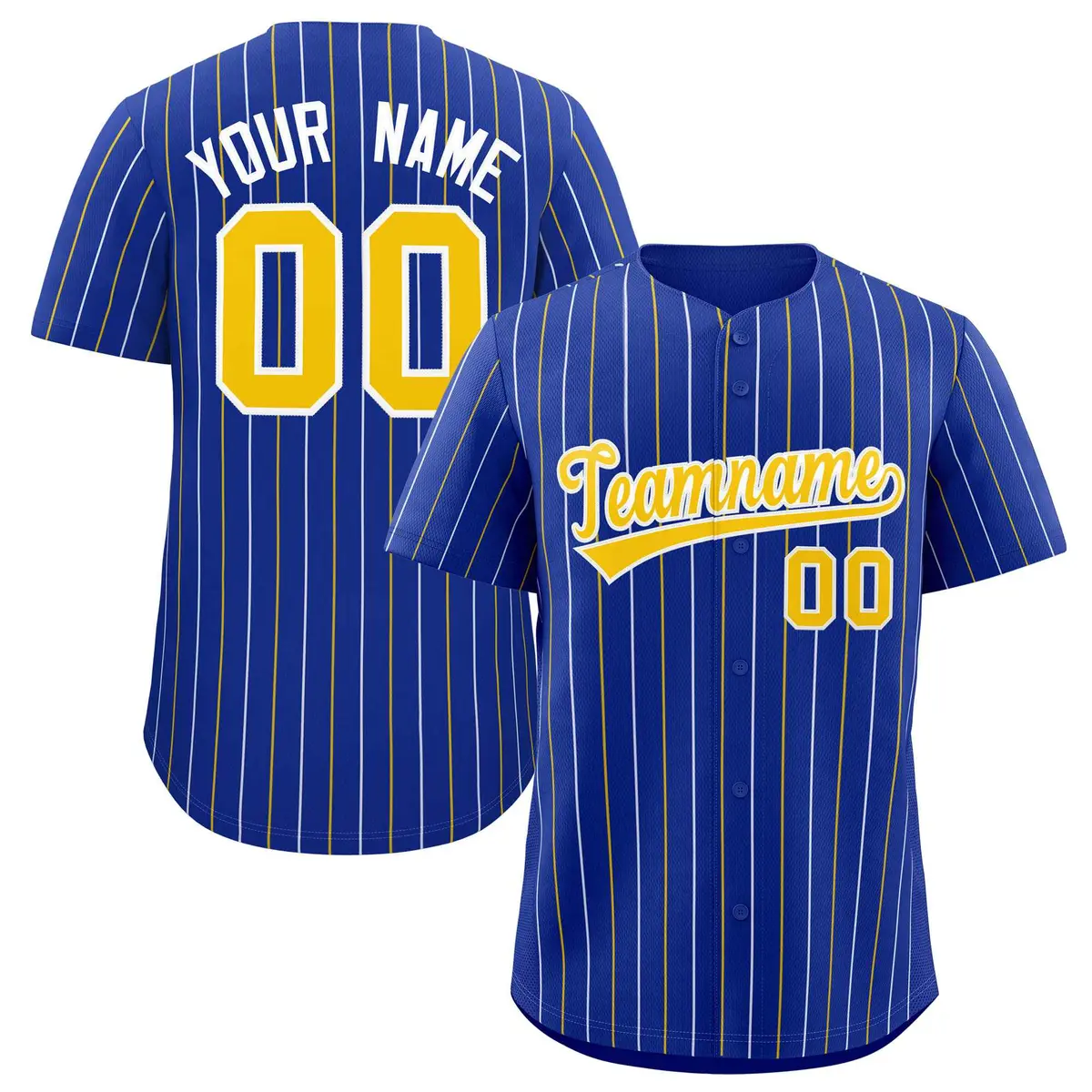 Royal Gold White Bi-Color Striped Baseball Jersey