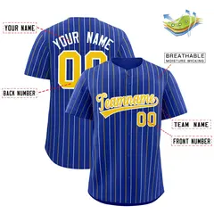 Royal Gold White Bi-Color Striped Baseball Jersey 2