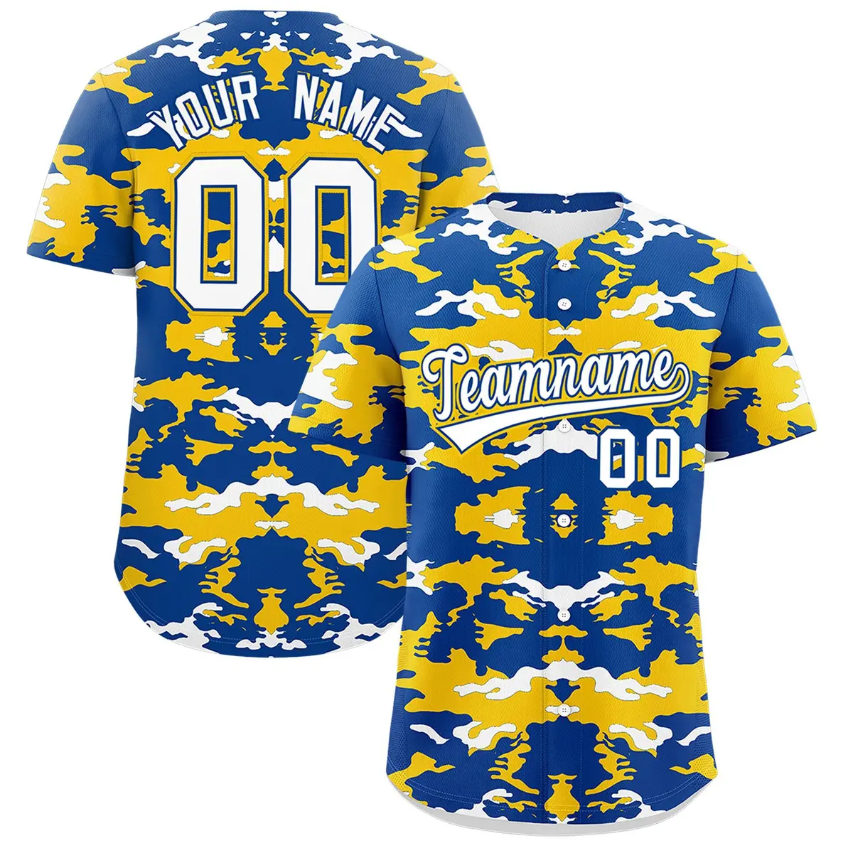 Royal Gold-White Camo Authentic Baseball Jersey