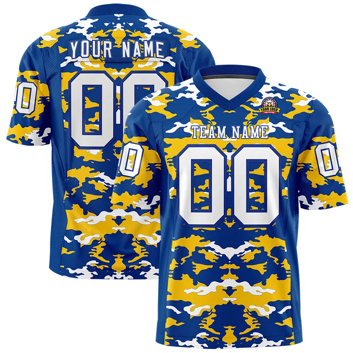 Royal Gold-White Camo Authentic Football Jersey
