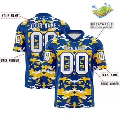 Royal Gold-White Camo Authentic Football Jersey 2