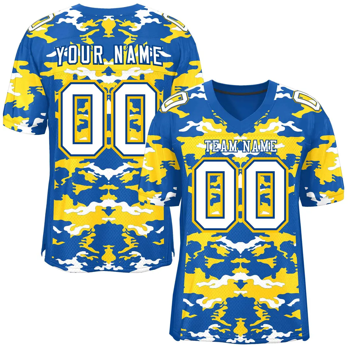 Royal Gold-White Camo Authentic Football Jersey