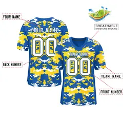Royal Gold-White Camo Authentic Football Jersey 2