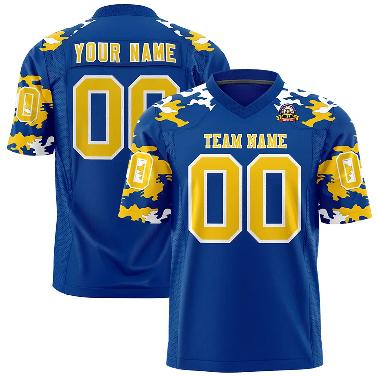 Royal Gold-White Camo Authentic Football Jersey