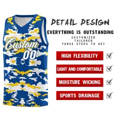 Royal Gold-White Camo Basketball Jersey 2
