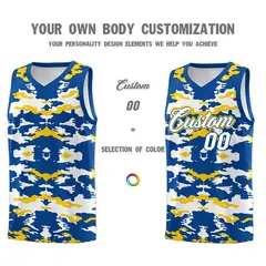 Royal Gold-White Camo Basketball Jersey 3