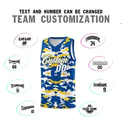 Royal Gold-White Camo Basketball Jersey 4