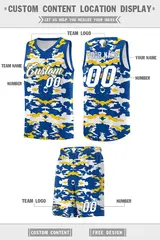 Royal Gold-White Camo Basketball Jersey 5