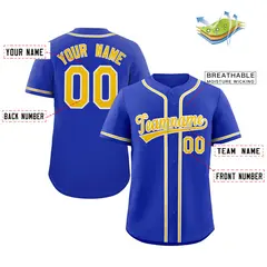 Royal Gold-White Classic Authentic Baseball Jersey 2