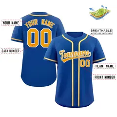 Royal Gold-White Classic Authentic Baseball Jersey 3