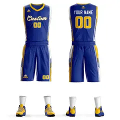 Royal Gold White Classic Basketball Jersey Sets