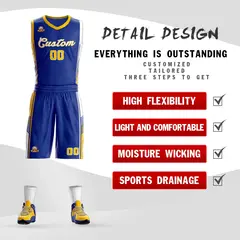 Royal Gold White Classic Basketball Jersey Sets 2