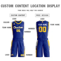Royal Gold White Classic Basketball Jersey Sets 3
