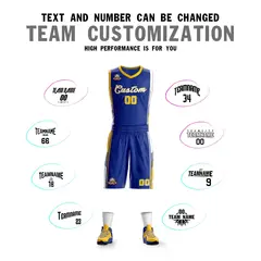 Royal Gold White Classic Basketball Jersey Sets 4