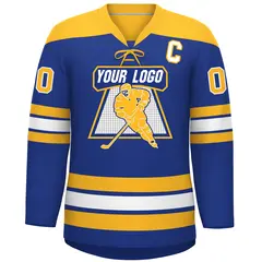 Royal Gold White Classic Lace-Up Neck Hockey Jersey 7