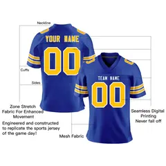 Royal Gold-White Classic Mesh Authentic Football Jersey 2