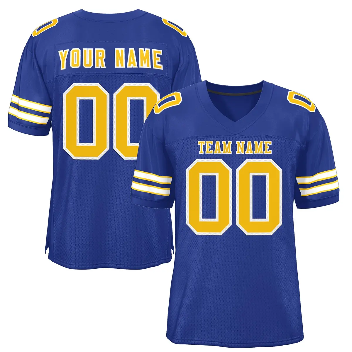 Royal Gold-White Classic Mesh Authentic Football Jersey