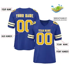 Royal Gold-White Classic Mesh Authentic Football Jersey 2