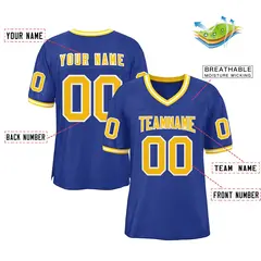 Royal Gold-White Classic Style Authentic Football Jersey 2