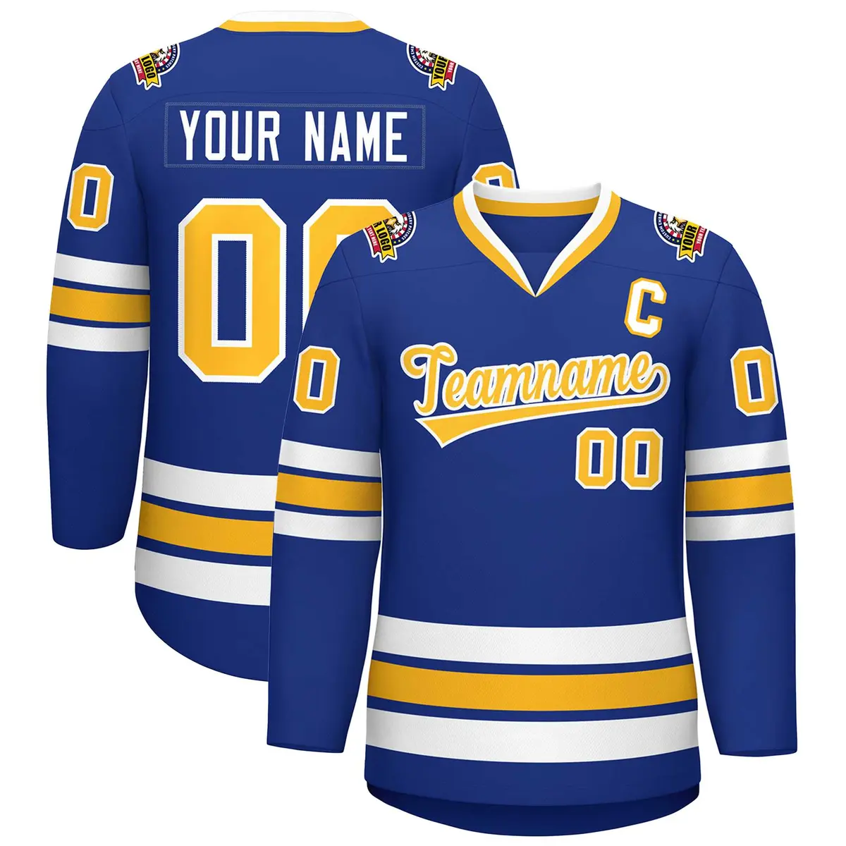 Royal Gold-White Classic Style Hockey Jersey