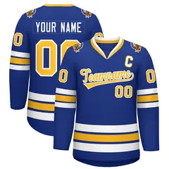 Royal Gold-White Classic Style Hockey Jersey