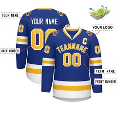 Royal Gold-White Classic Style Hockey Jersey 2