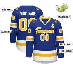 Royal Gold-White Classic Style Hockey Jersey 2