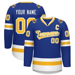 Royal Gold-White Classic Style Hockey Jersey 1