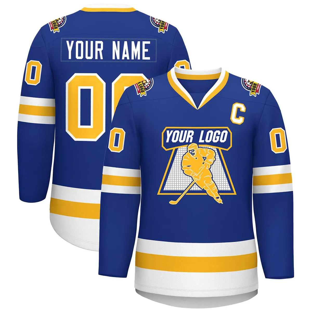 Royal Gold-White Classic Style Hockey Jersey