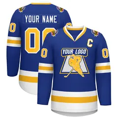 Royal Gold-White Classic Style Hockey Jersey 1