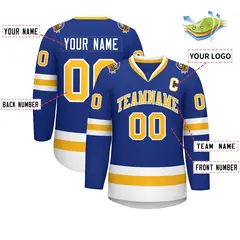Royal Gold-White Classic Style Hockey Jersey 2