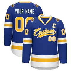 Royal Gold-White Classic Style Hockey Jersey 1