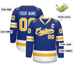 Royal Gold-White Classic Style Hockey Jersey 2