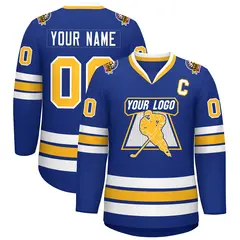 Royal Gold-White Classic Style Hockey Jersey 1