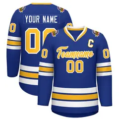 Royal Gold-White Classic Style Hockey Jersey 1