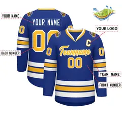 Royal Gold-White Classic Style Hockey Jersey 2