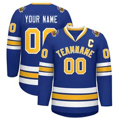 Royal Gold-White Classic Style Hockey Jersey 1