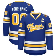 Royal Gold-White Classic Style Hockey Jersey 1