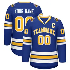 Royal Gold-White Classic Style Hockey Jersey 1