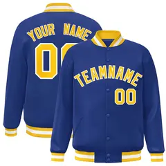 Royal Gold-White Classic Varsity Full-Snap Letterman Jacket