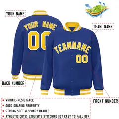 Royal Gold-White Classic Varsity Full-Snap Letterman Jacket 2