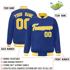 Royal Gold-White Classic Varsity Full-Snap Letterman Jacket 2