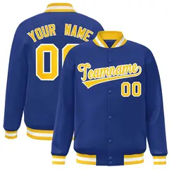 Royal Gold-White Classic Varsity Full-Snap Letterman Jacket 1
